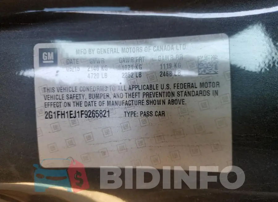 2G1FH1EJ1F9265821 Photo# 12