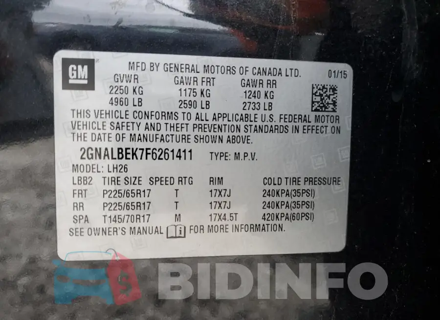 2GNALBEK7F6261411 Photo# 13