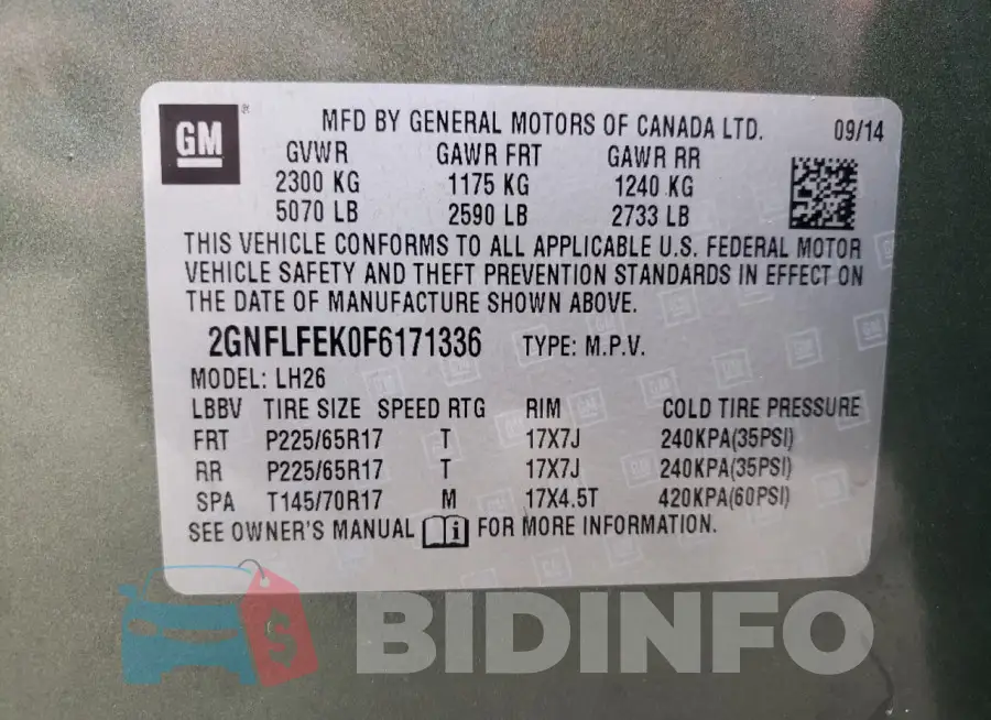 2GNFLFEK0F6171336 Photo# 13