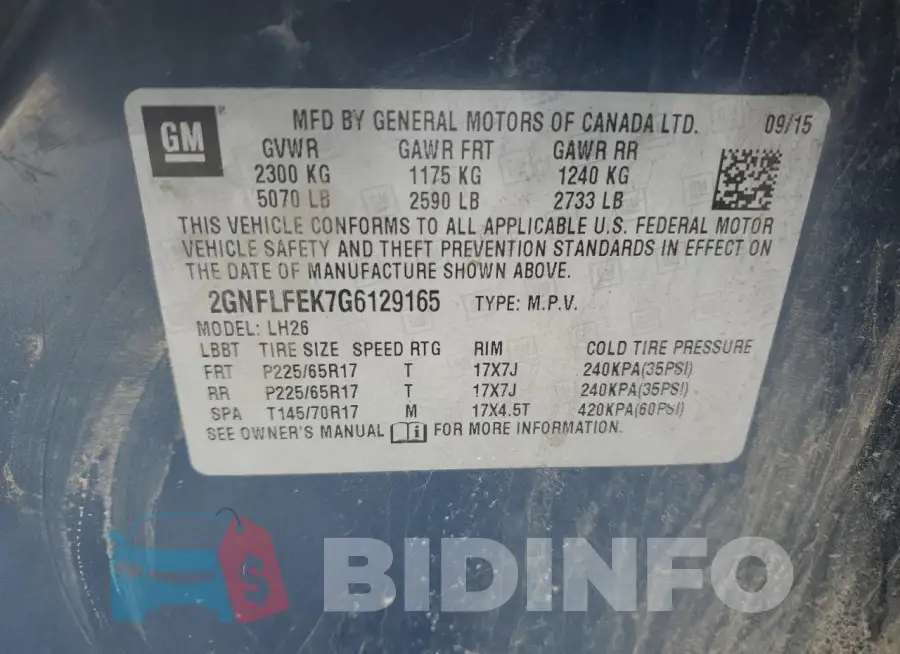 2GNFLFEK7G6129165 Photo# 13