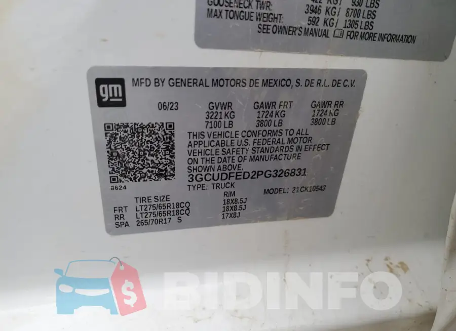 3GCUDFED2PG326831 Photo# 12
