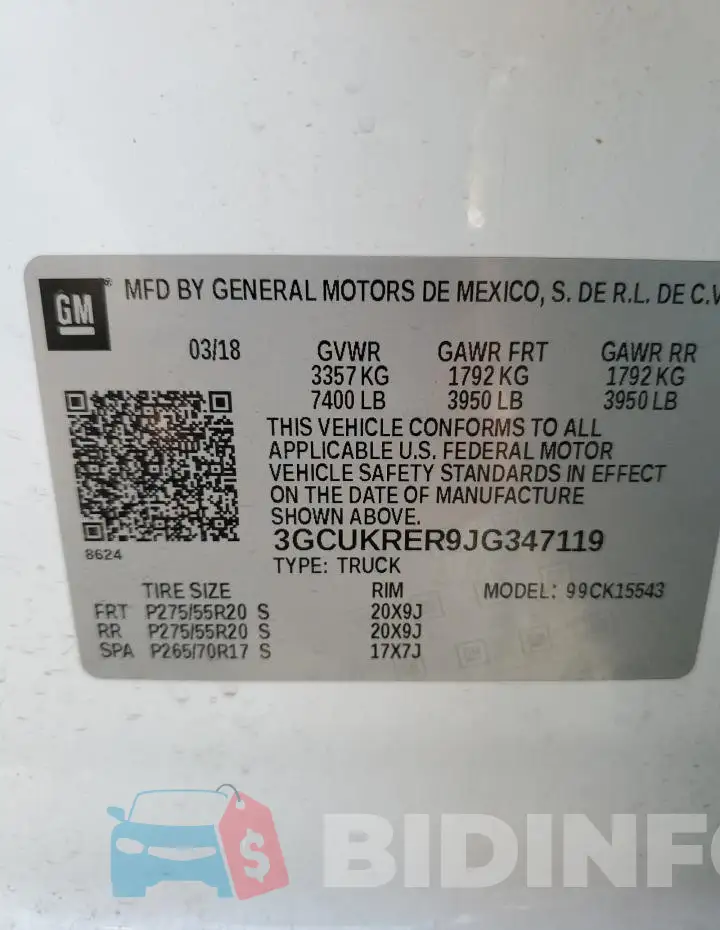 3GCUKRER9JG347119 Photo# 13