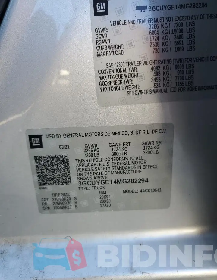 3GCUYGET4MG282294 Photo# 12