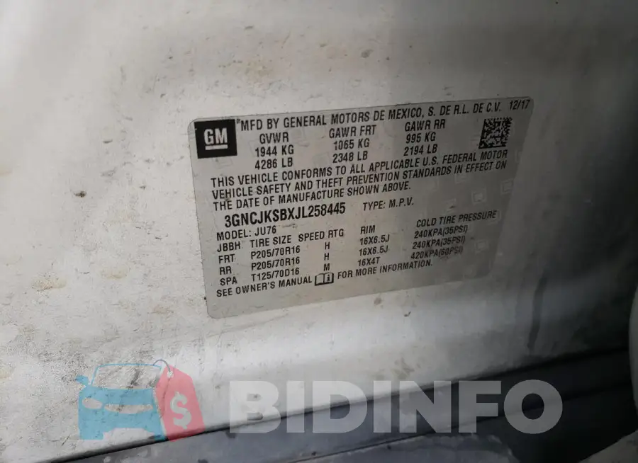 3GNCJKSBXJL258445 Photo# 13