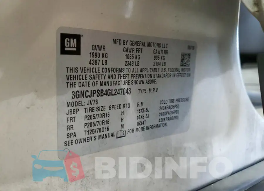 3GNCJPSB4GL247043 Photo# 13