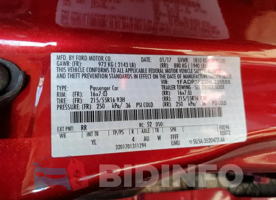 1FADP3F22HL235555 Photo# 12