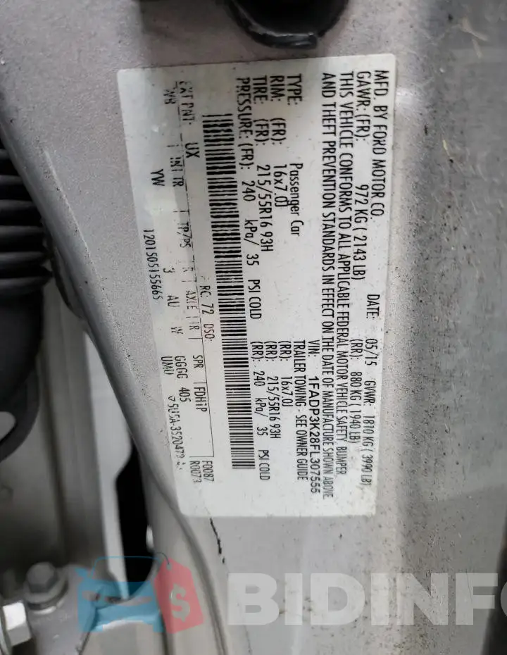 1FADP3K28FL307555 Photo# 12