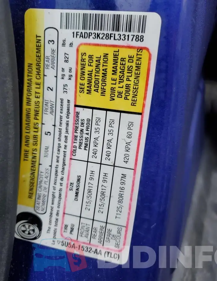 1FADP3K28FL331788 Photo# 12