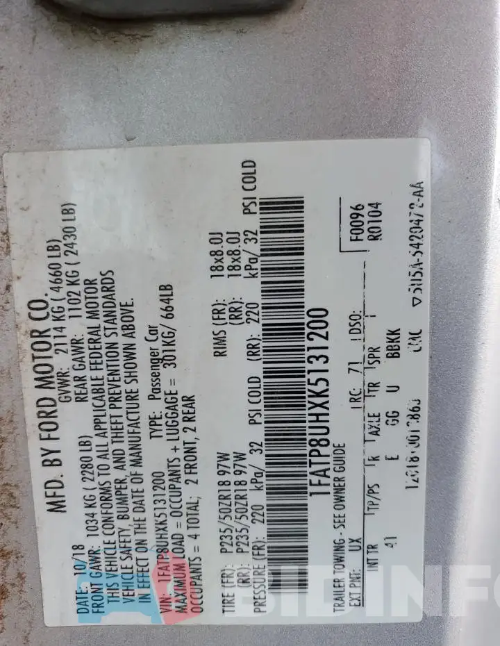 1FATP8UHXK5131200 Photo# 12