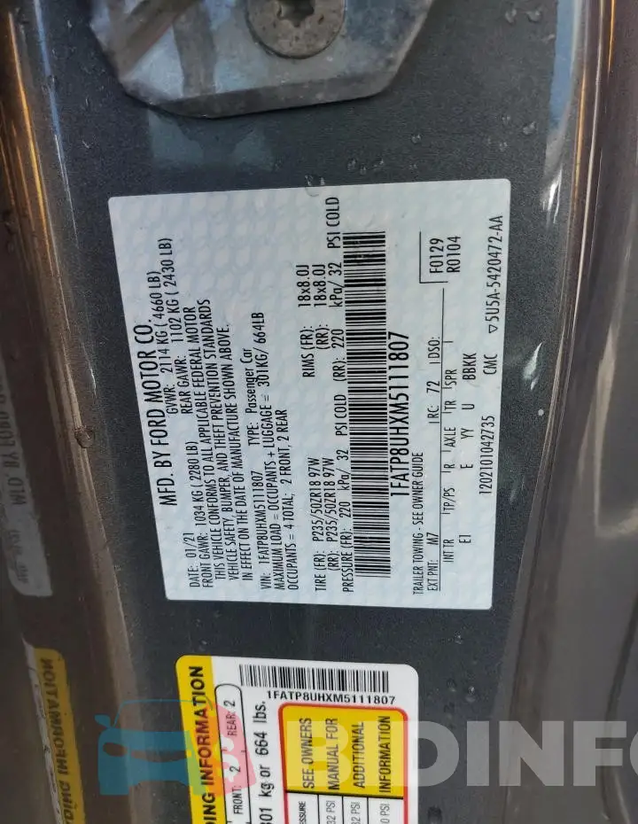 1FATP8UHXM5111807 Photo# 12