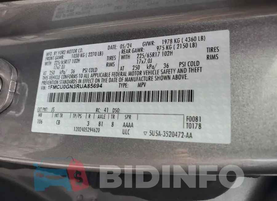 1FMCU0GN3RUA85694 Photo# 12