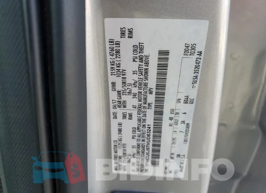 1FMCU0J97HUD83241 Photo# 14