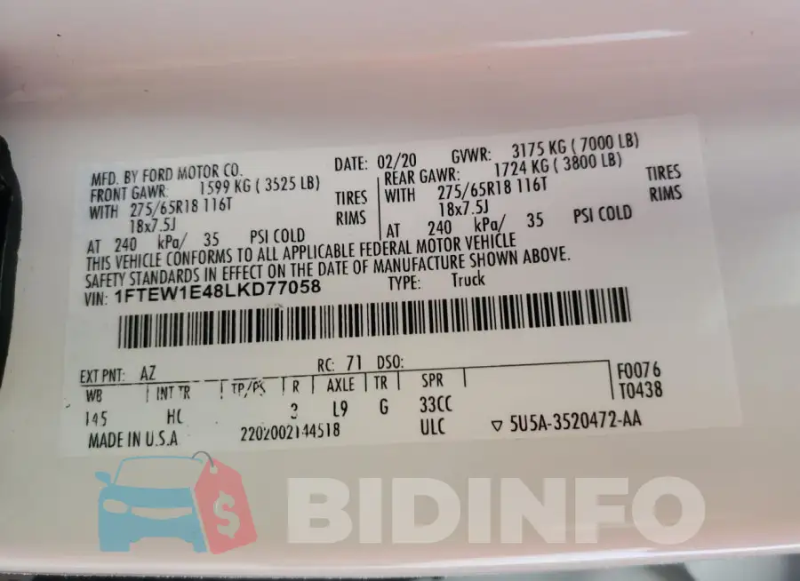 1FTEW1E48LKD77058 Photo# 14