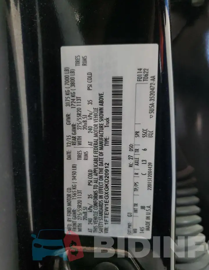 1FTEW1EGXGKD20912 Photo# 12