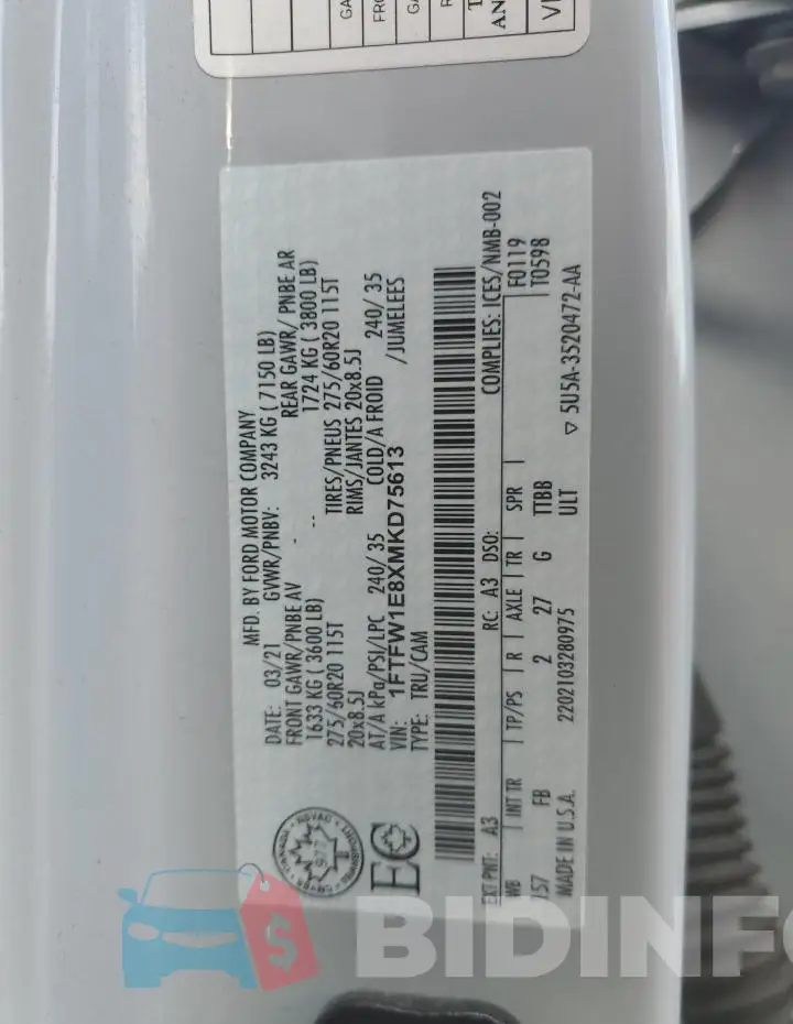 1FTFW1E8XMKD75613 Photo# 12