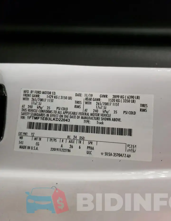 1FTMF1EB3LKD22043 Photo# 12