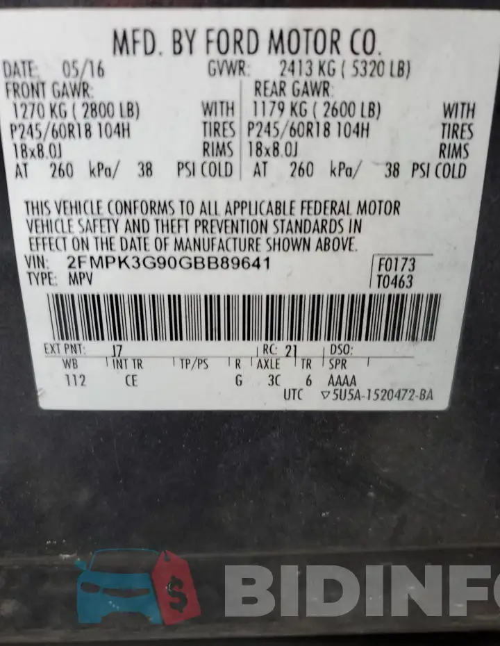 2FMPK3G90GBB89641 Photo# 14
