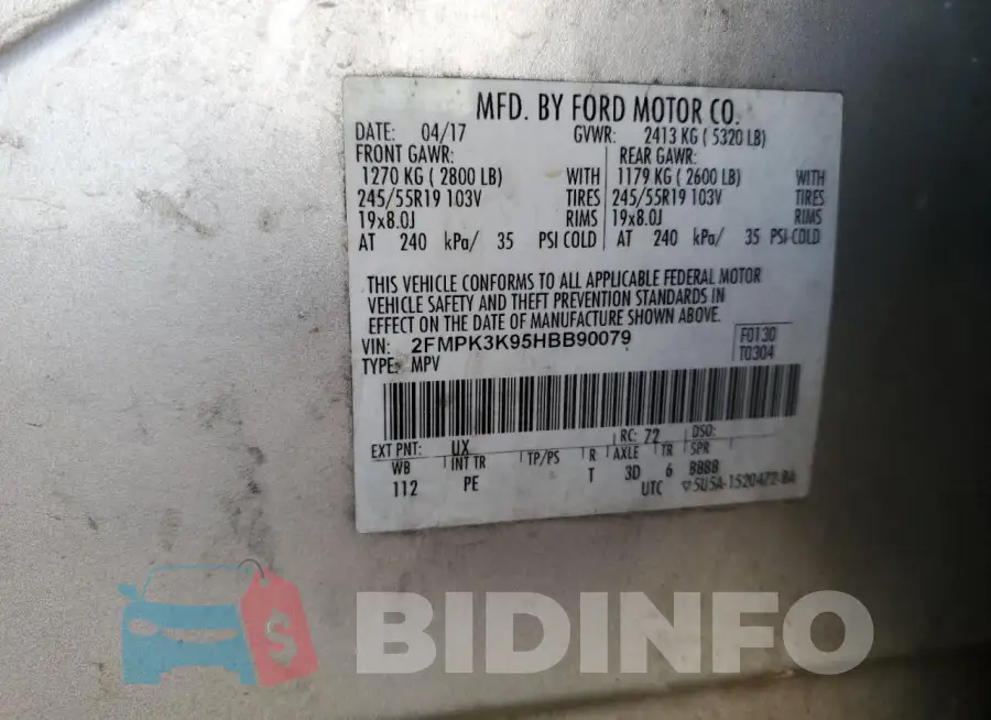 2FMPK3K95HBB90079 Photo# 14