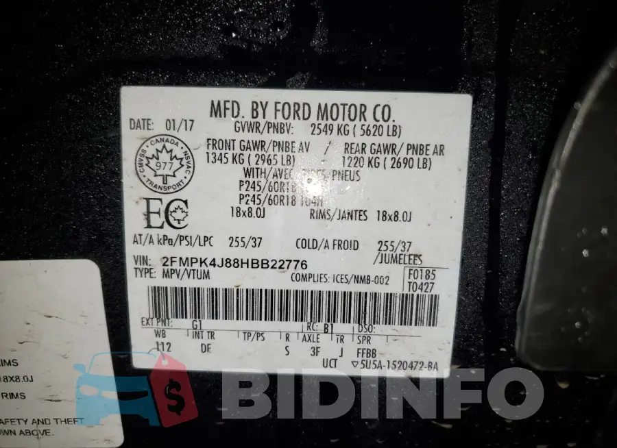 2FMPK4J88HBB22776 Photo# 13