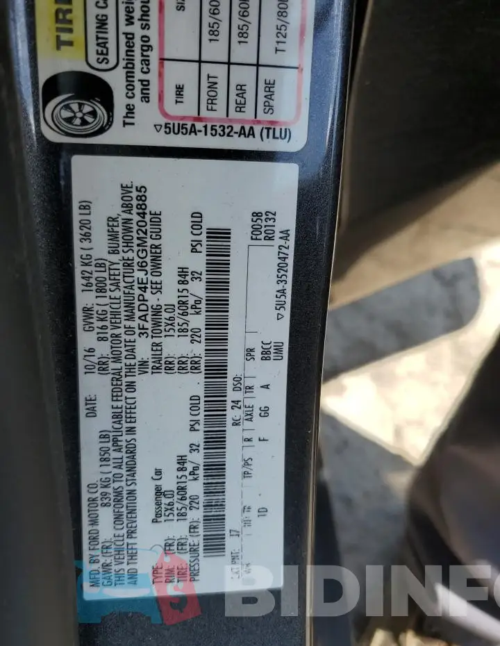 3FADP4EJ6GM204885 Photo# 13