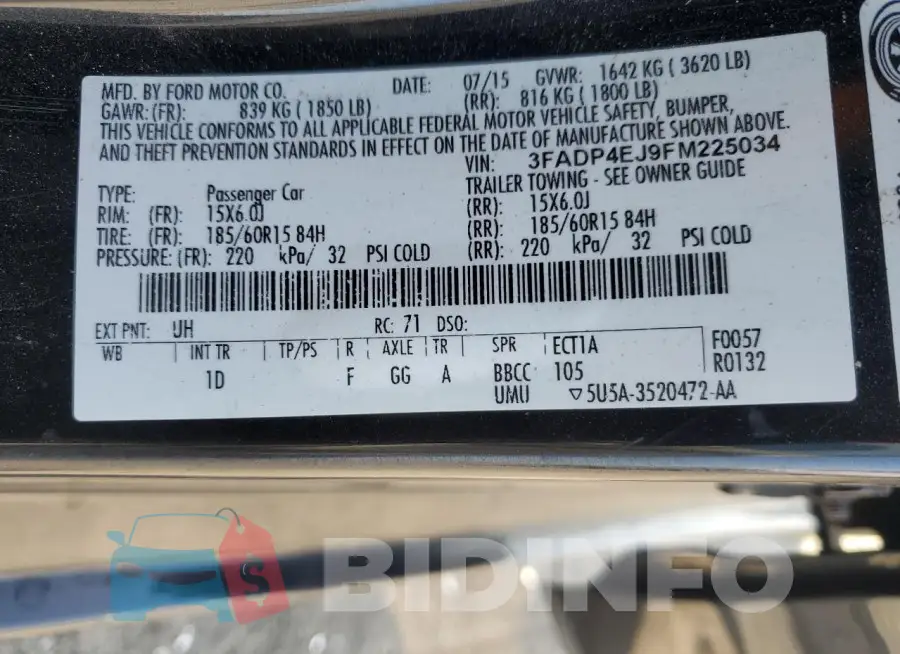 3FADP4EJ9FM225034 Photo# 12