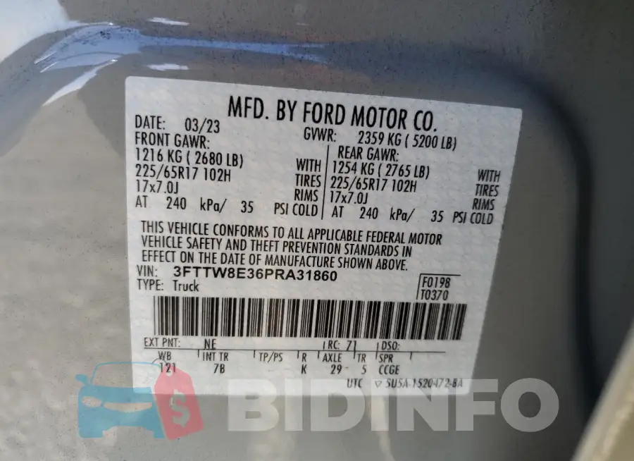 3FTTW8E36PRA31860 Photo# 12