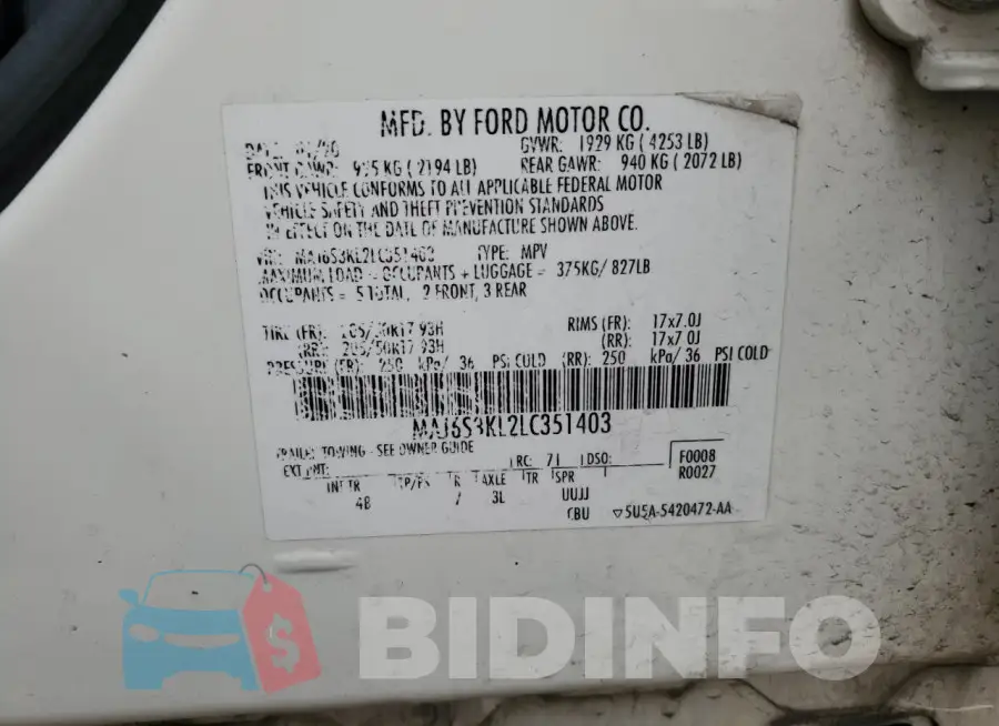 MAJ6S3KL2LC351403 Photo# 13