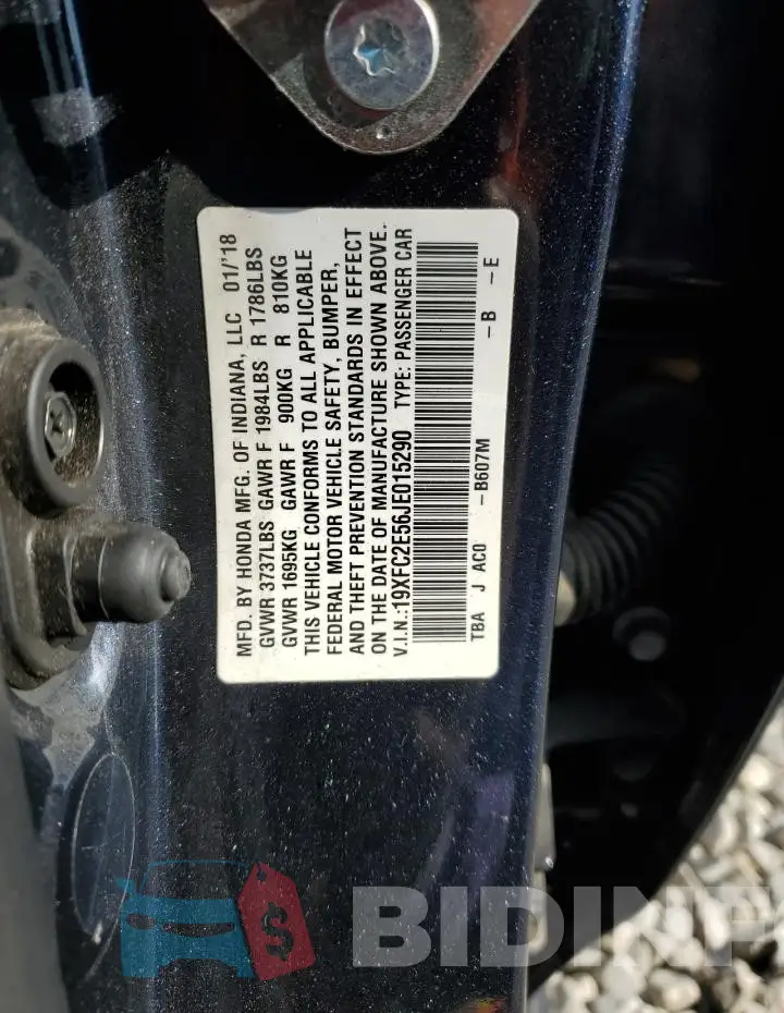 19XFC2E56JE015290 Photo# 13