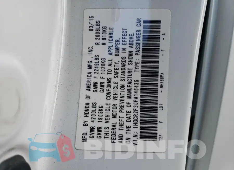 1HGCR2F30FA146435 Photo# 13