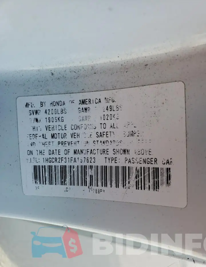 1HGCR2F31FA157623 Photo# 12