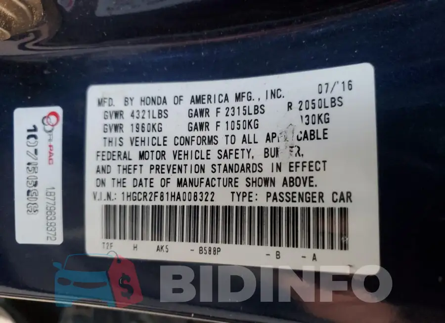 1HGCR2F81HA008322 Photo# 12