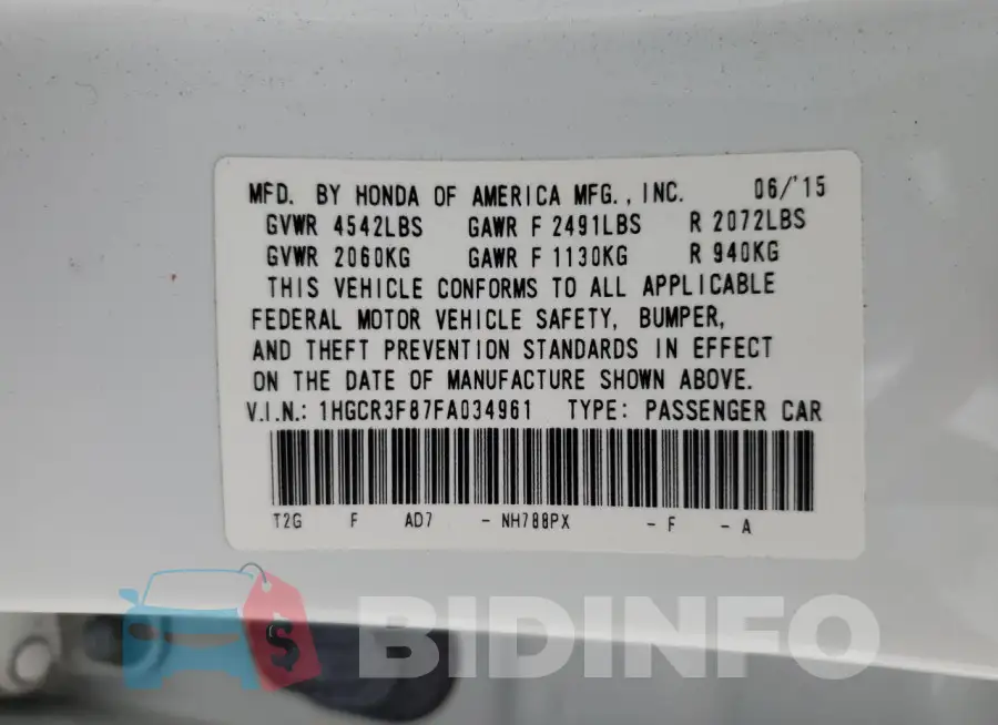 1HGCR3F87FA034961 Photo# 12
