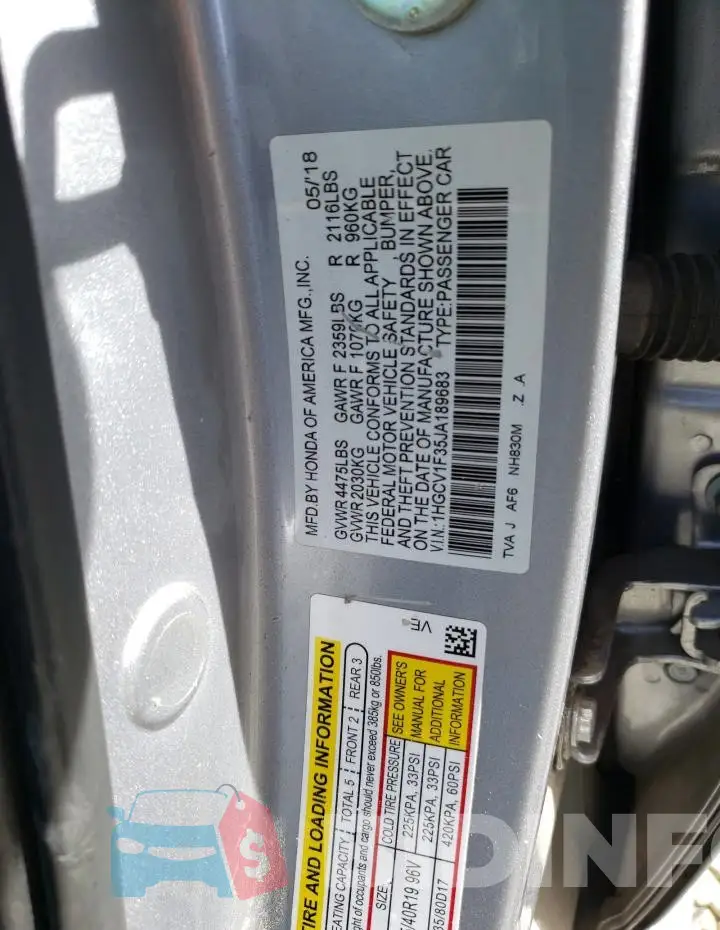 1HGCV1F35JA189683 Photo# 12