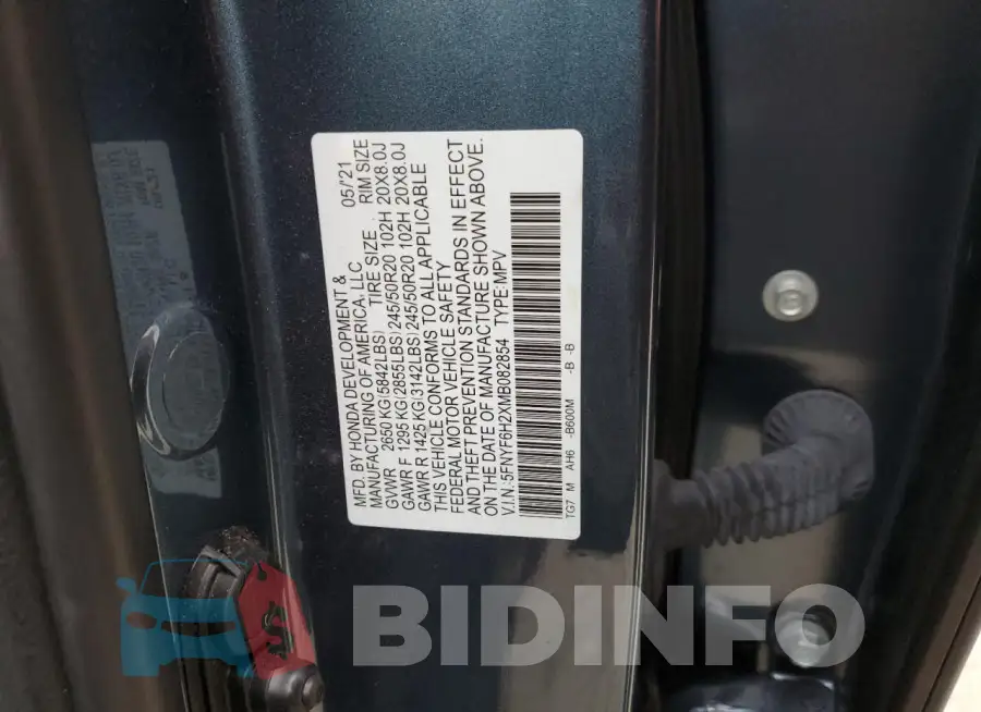 5FNYF6H2XMB082854 Photo# 13