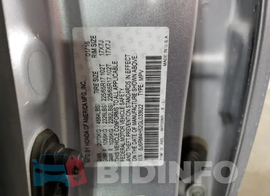5J6RM4H52GL033622 Photo# 14