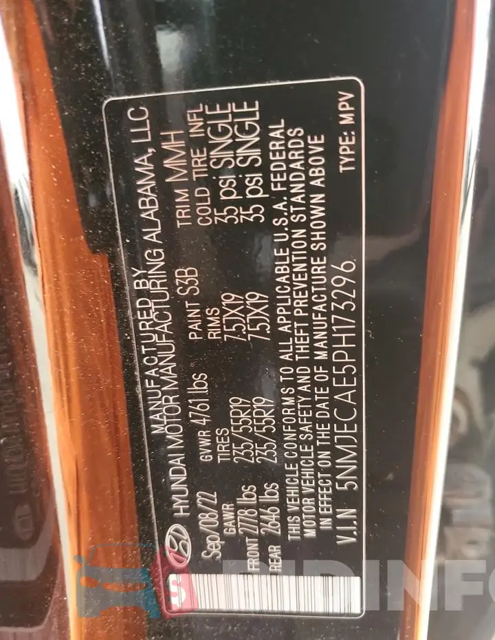 5NMJECAE5PH173296 Photo# 12