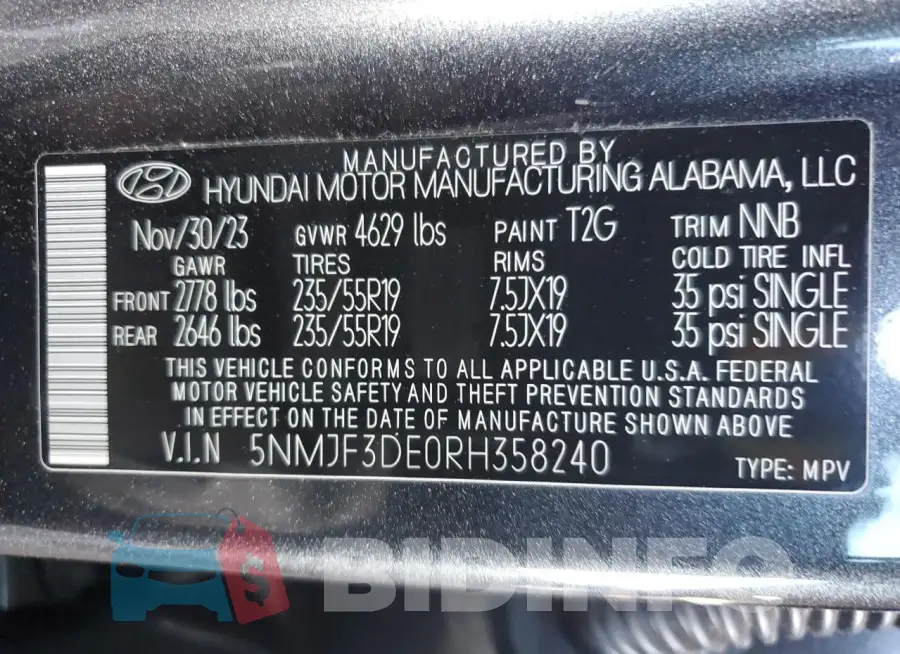 5NMJF3DE0RH358240 Photo# 12
