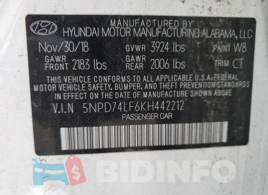 5NPD74LF6KH442212 Photo# 12