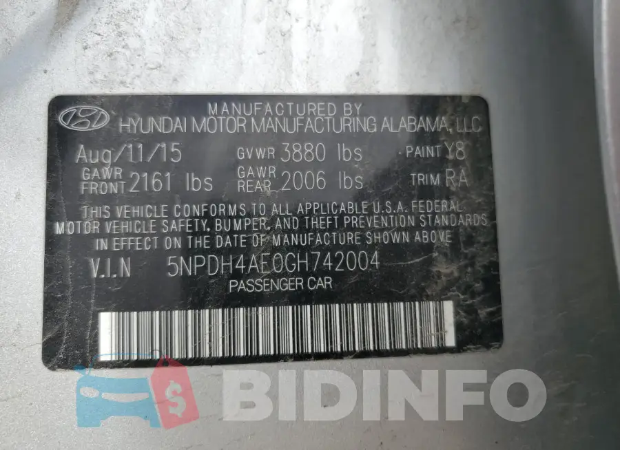 5NPDH4AE0GH742004 Photo# 12