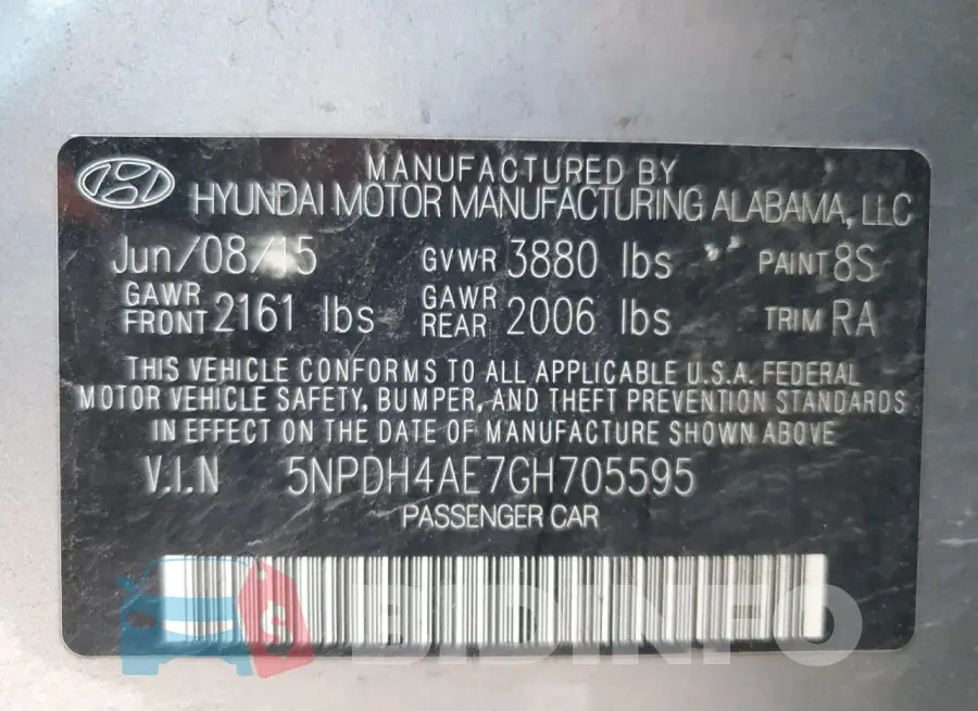5NPDH4AE7GH705595 Photo# 12