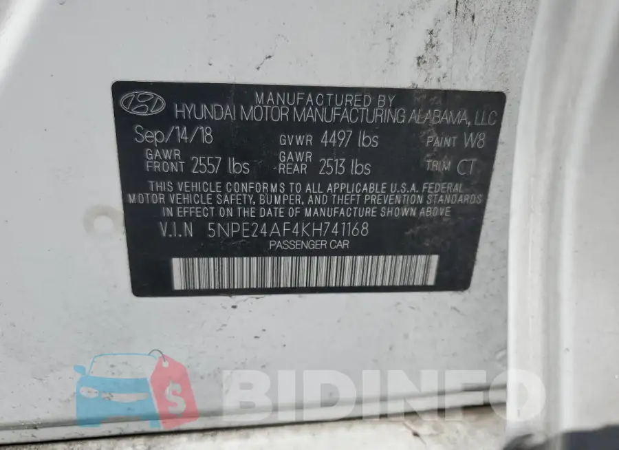 5NPE24AF4KH741168 Photo# 13