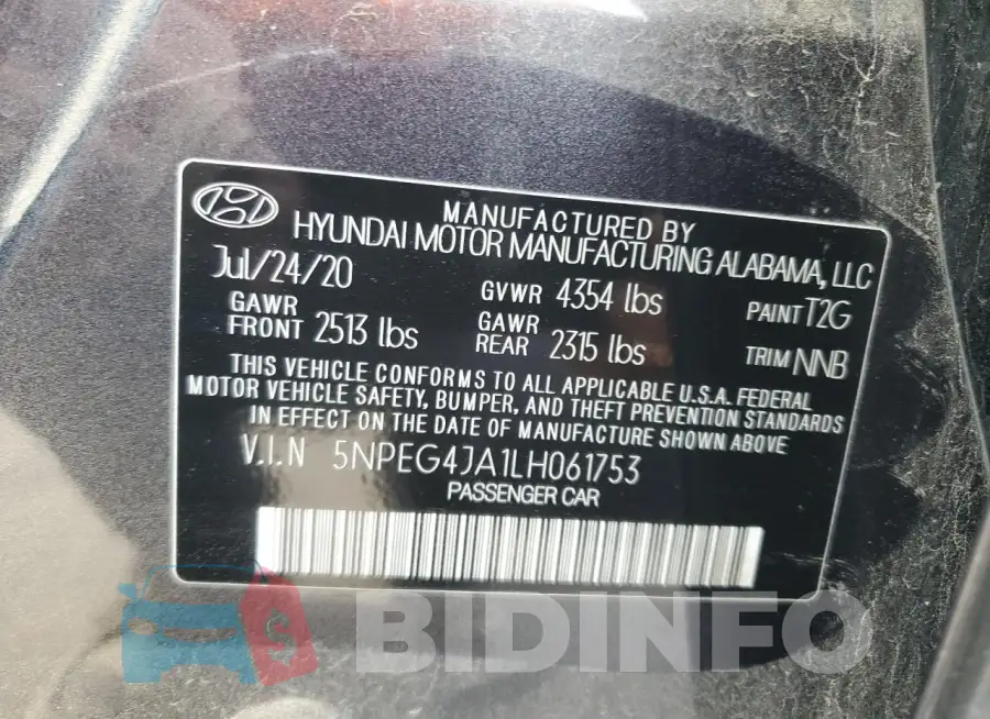 5NPEG4JA1LH061753 Photo# 13