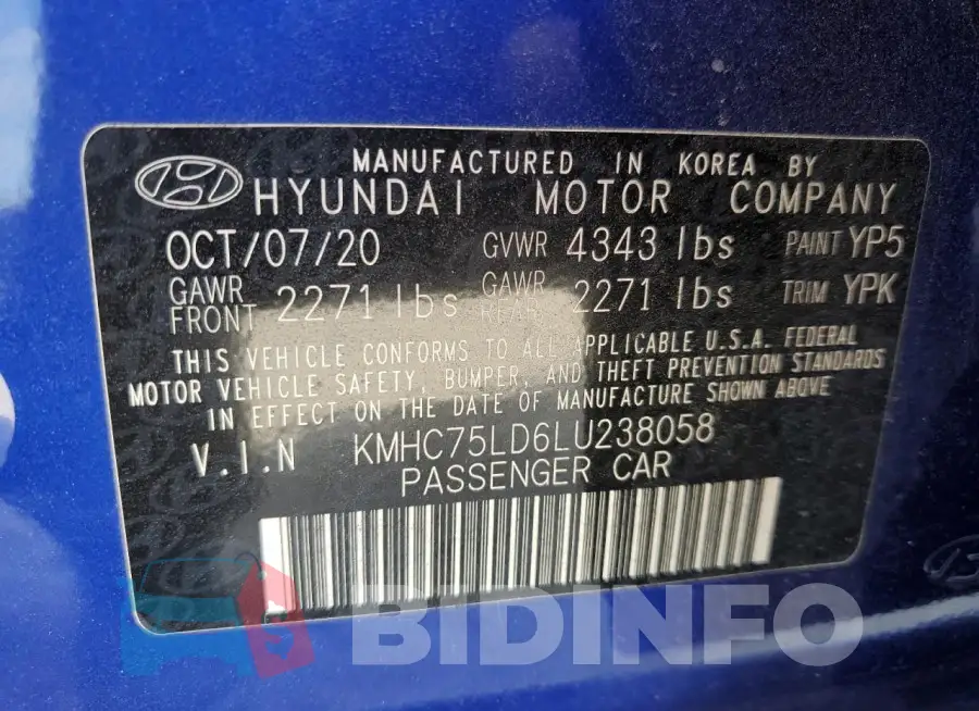 KMHC75LD6LU238058 Photo# 12