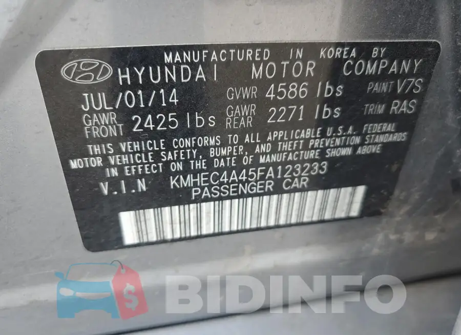 KMHEC4A45FA123233 Photo# 13