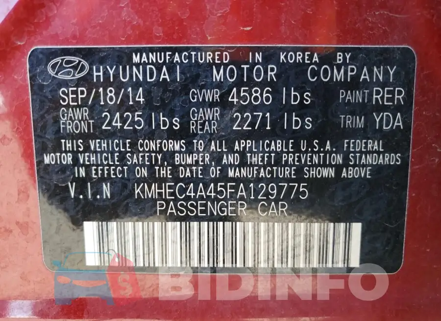 KMHEC4A45FA129775 Photo# 12
