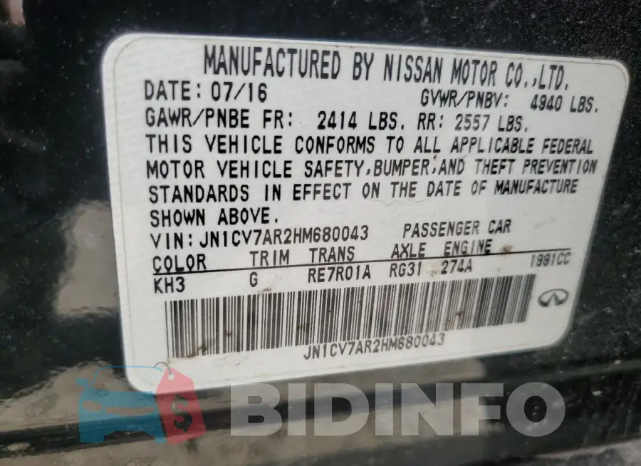 JN1CV7AR2HM680043 Photo# 13