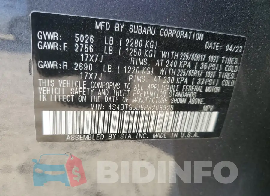 4S4BTGUD8P3208928 Photo# 13