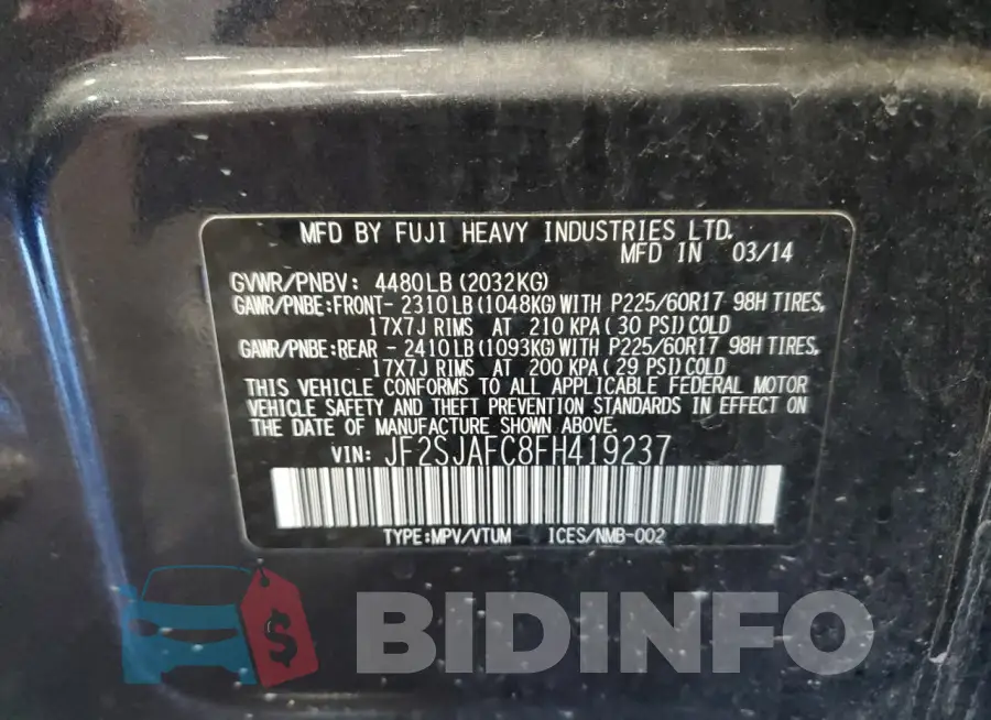 JF2SJAFC8FH419237 Photo# 13