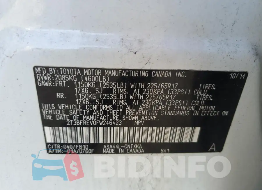 2T3BFREV0FW246423 Photo# 13