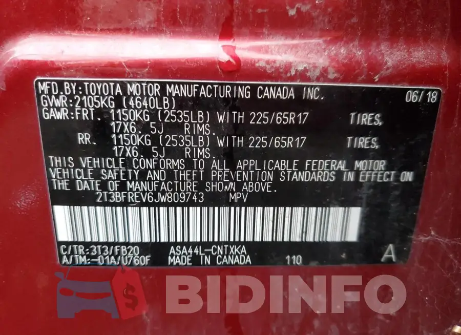 2T3BFREV6JW809743 Photo# 13